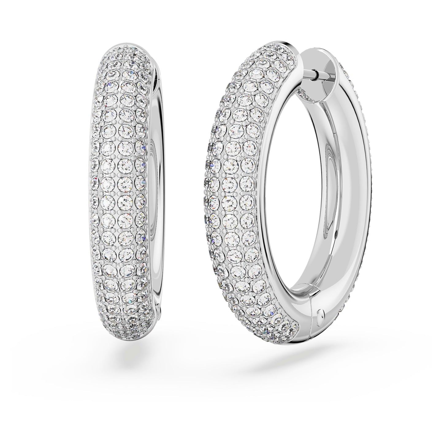 DEXTERA HOOP EARRINGS MEDIUM - WHITE, RHODIUM