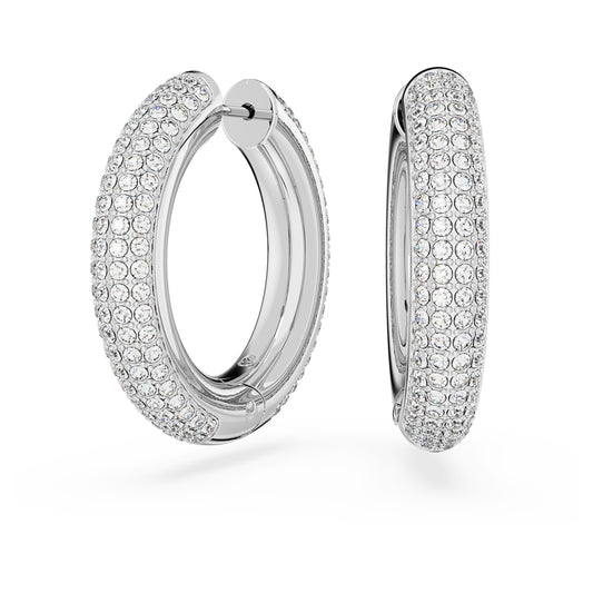 DEXTERA HOOP EARRINGS MEDIUM - WHITE, RHODIUM