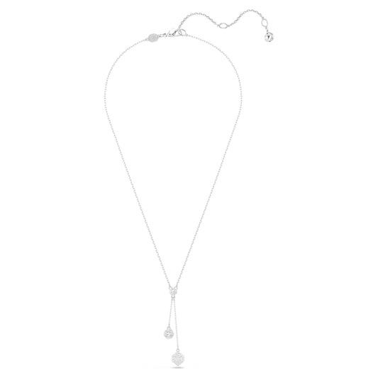 DEXTERA PENDANT SPHERE & CUBE - WHITE, RHODIUM