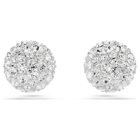 DEXTERA STUD EARRINGS - WHITE, RHODIUM