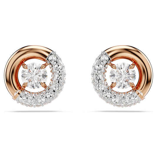 DEXTERA STUD EARRINGS - WHITE, ROSE-GOLD