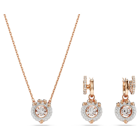 DRAGON & PHOENIX SET DRAGON CLAW, NECKLACE & EARRINGS - WHITE, ROSE-GOLD