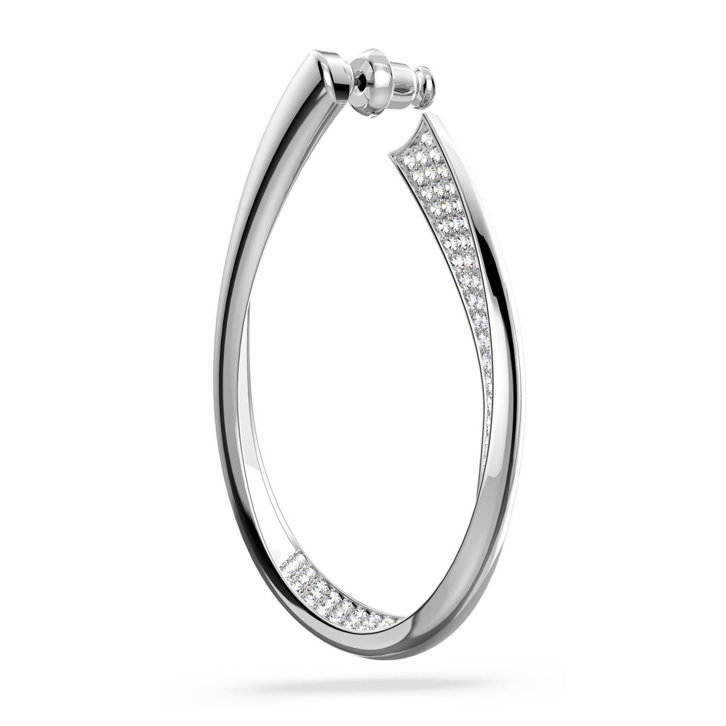 EXIST HOOP EARRINGS MEDIUM - WHITE, RHODIUM