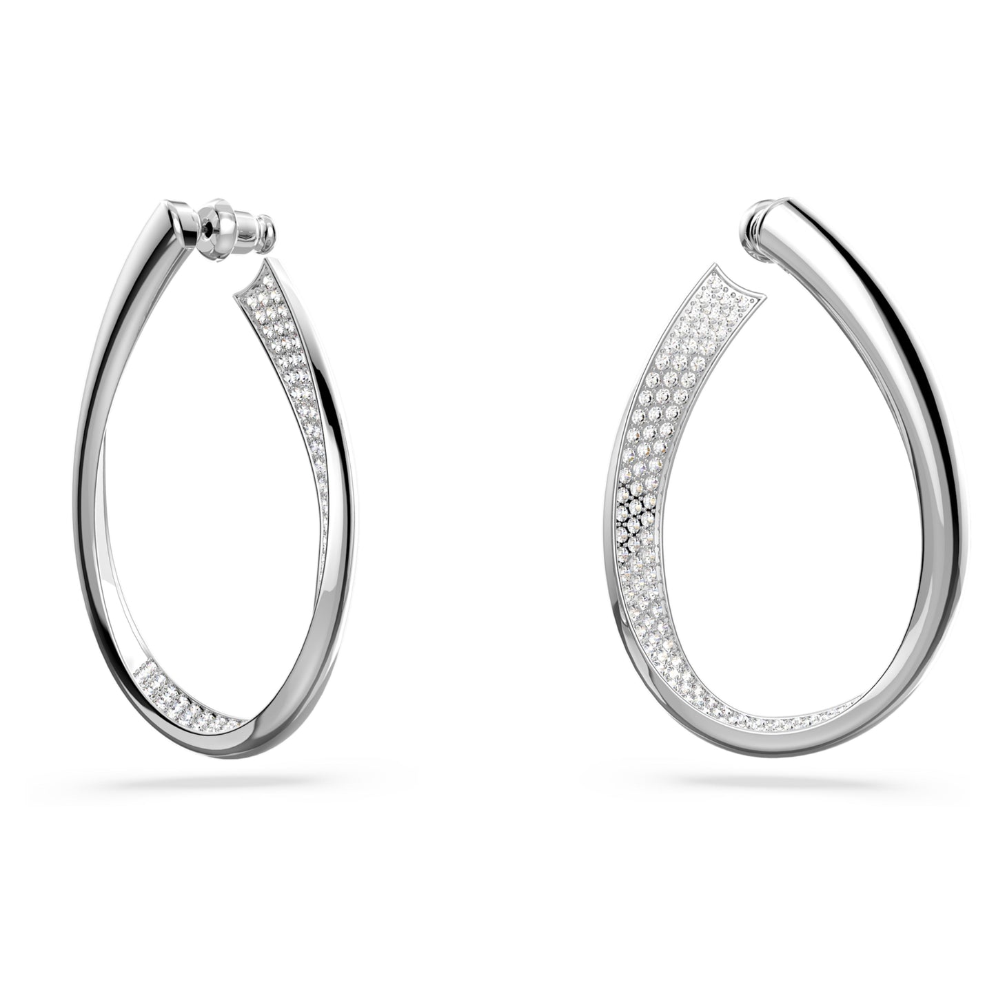 EXIST HOOP EARRINGS MEDIUM - WHITE, RHODIUM