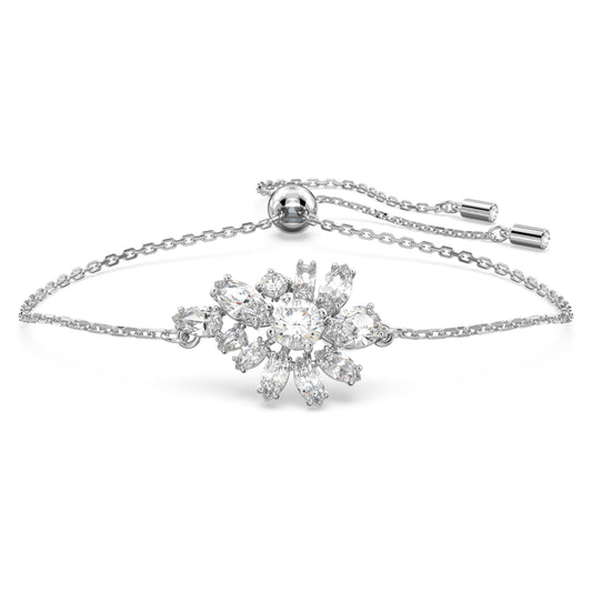 GEMA BRACELET SINGLE FLOWER - WHITE, RHODIUM