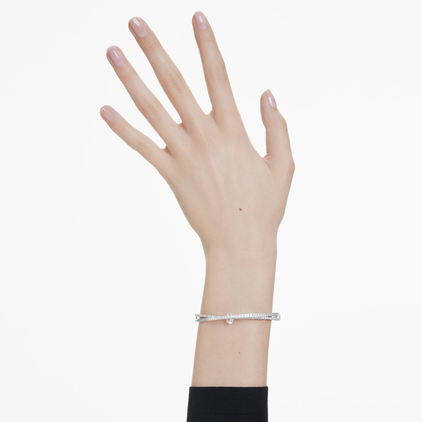 HYPERBOLA BANGLE - WHITE, RHODIUM