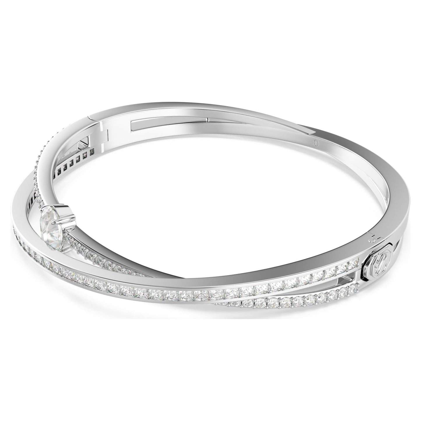 HYPERBOLA BANGLE - WHITE, RHODIUM