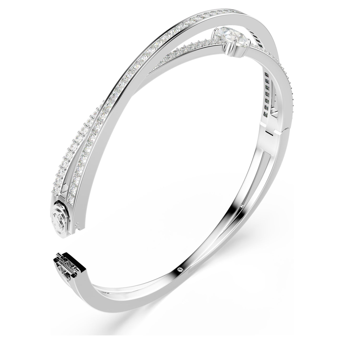 HYPERBOLA BANGLE - WHITE, RHODIUM