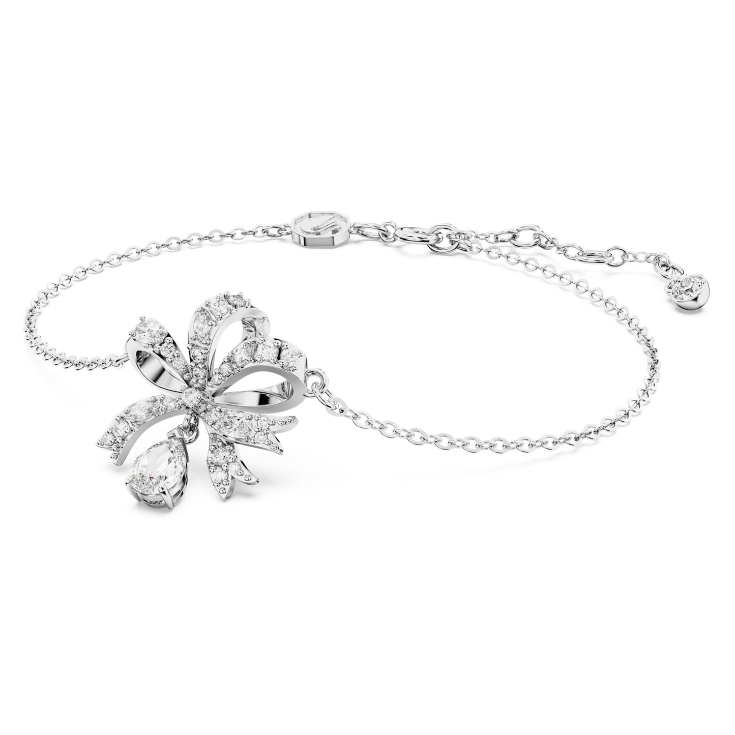 HYPERBOLA BRACELET BOW - WHITE, RHODIUM