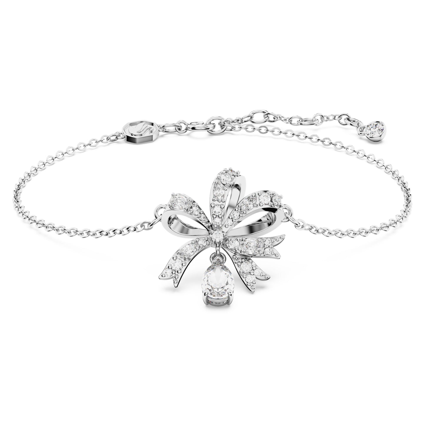 HYPERBOLA BRACELET BOW - WHITE, RHODIUM