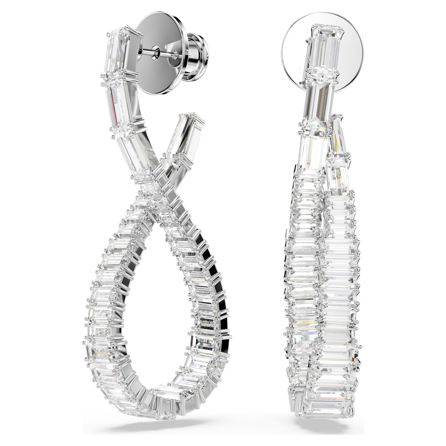 HYPERBOLA DROP EARRINGS INFINITY - WHITE, RHODIUM