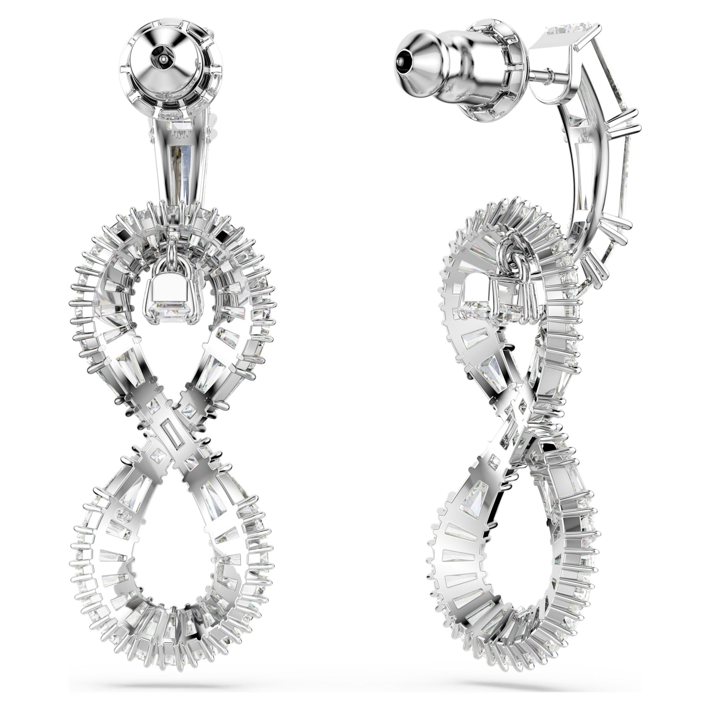 HYPERBOLA DROP EARRINGS INFINITY - WHITE, RHODIUM