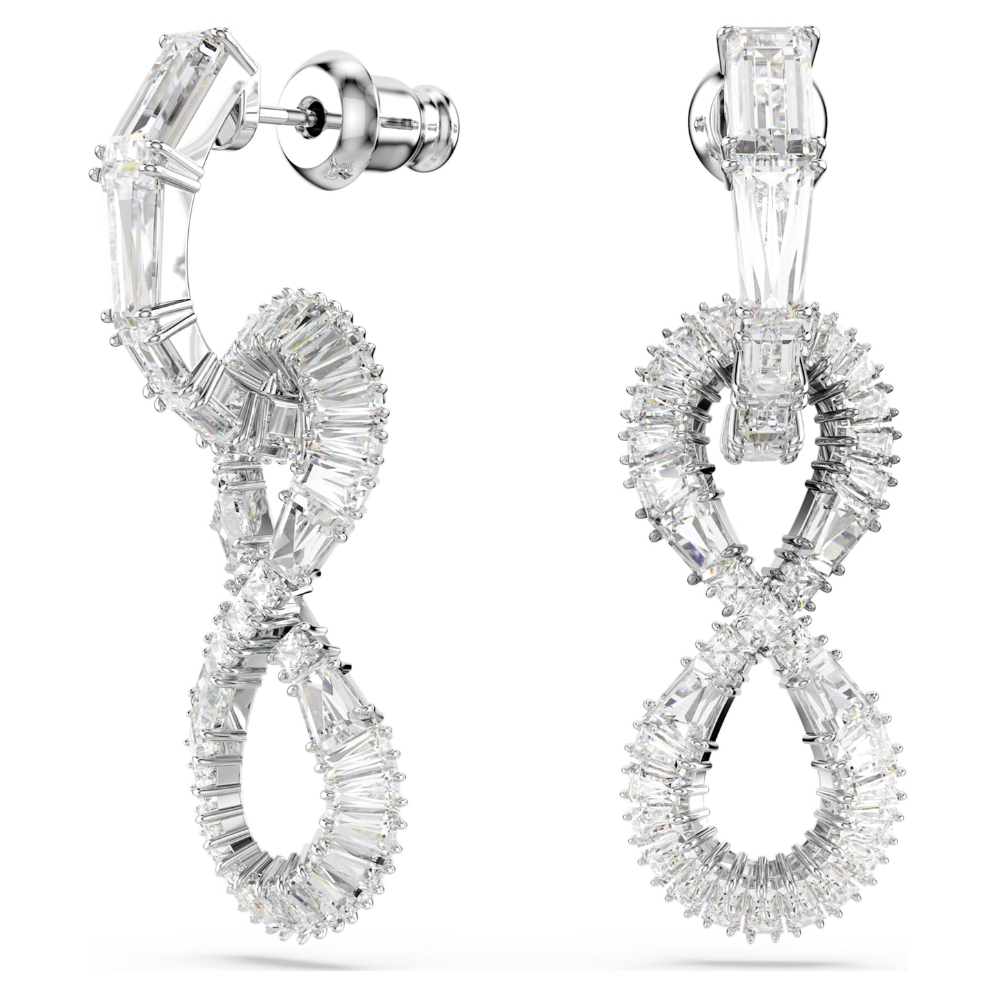 HYPERBOLA DROP EARRINGS INFINITY - WHITE, RHODIUM