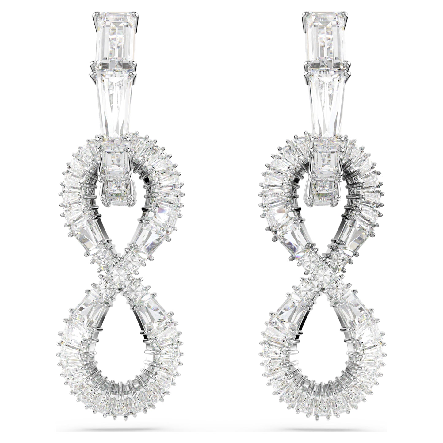 HYPERBOLA DROP EARRINGS INFINITY - WHITE, RHODIUM