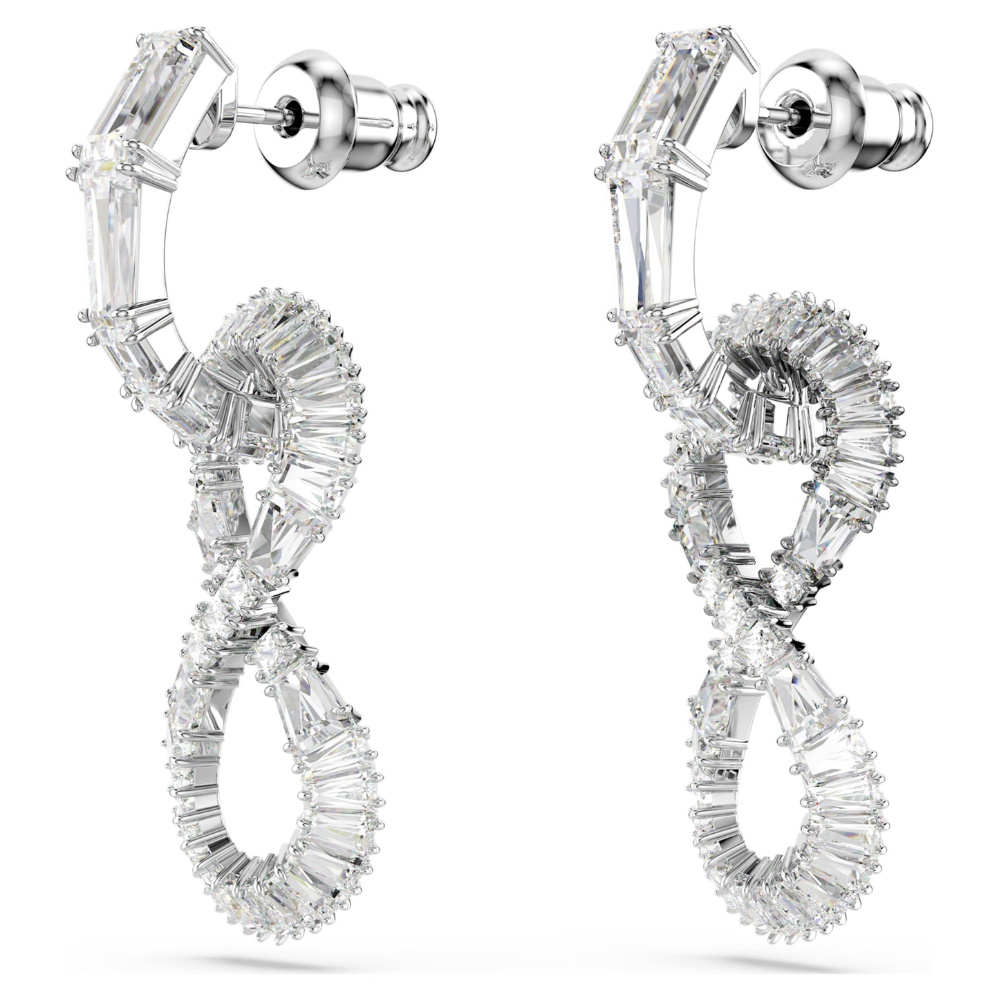 HYPERBOLA DROP EARRINGS INFINITY - WHITE, RHODIUM