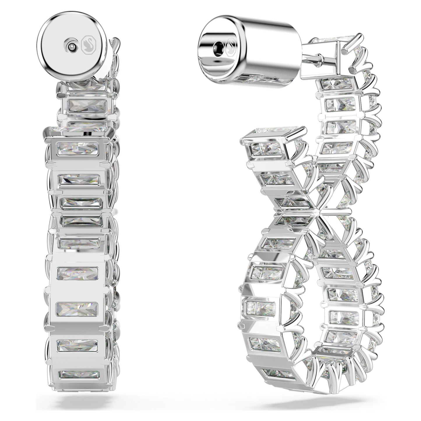 HYPERBOLA HOOP EARRINGS INFINITY - WHITE, RHODIUM