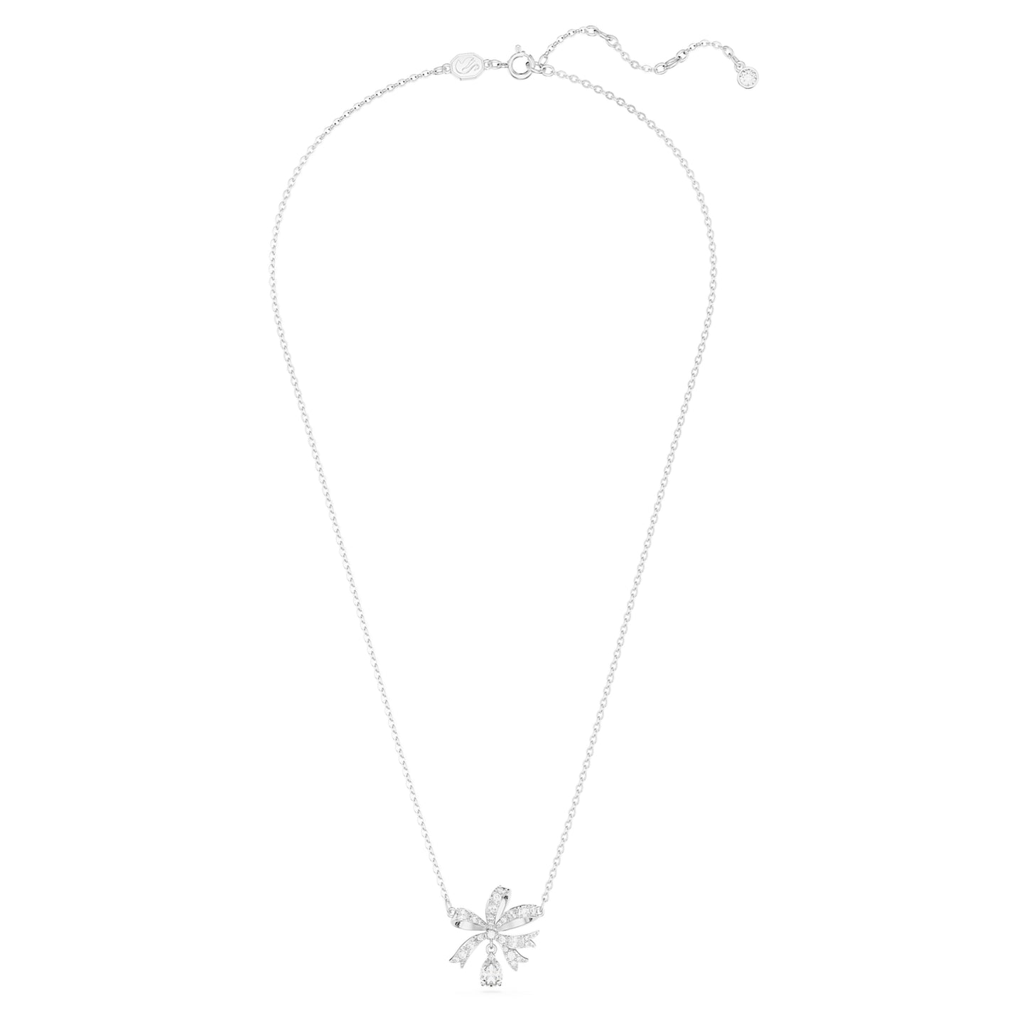 HYPERBOLA NECKLACE BOW, SMALL - WHITE, RHODIUM