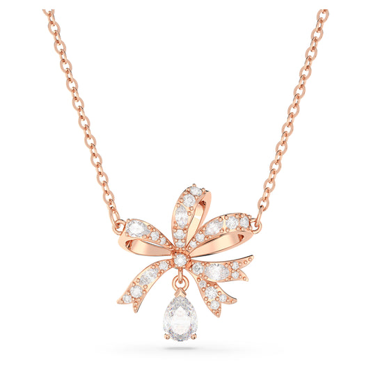 HYPERBOLA NECKLACE BOW SMALL - WHITE, ROSE-GOLD