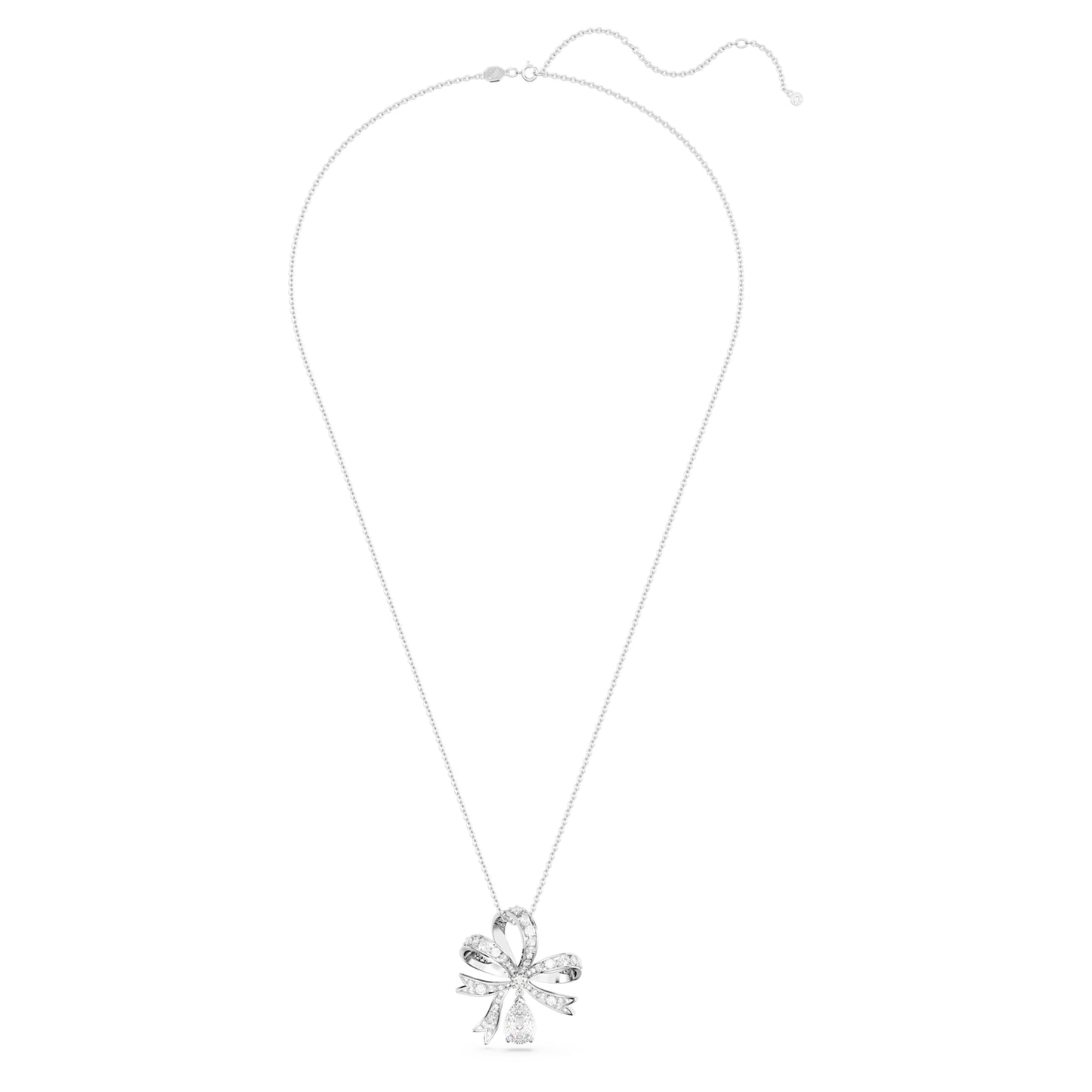 HYPERBOLA PENDANT BOW - WHITE, RHODIUM