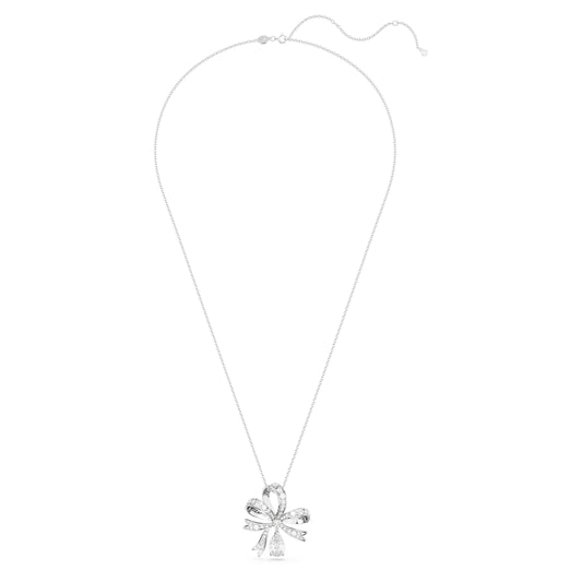 HYPERBOLA PENDANT BOW - WHITE, RHODIUM