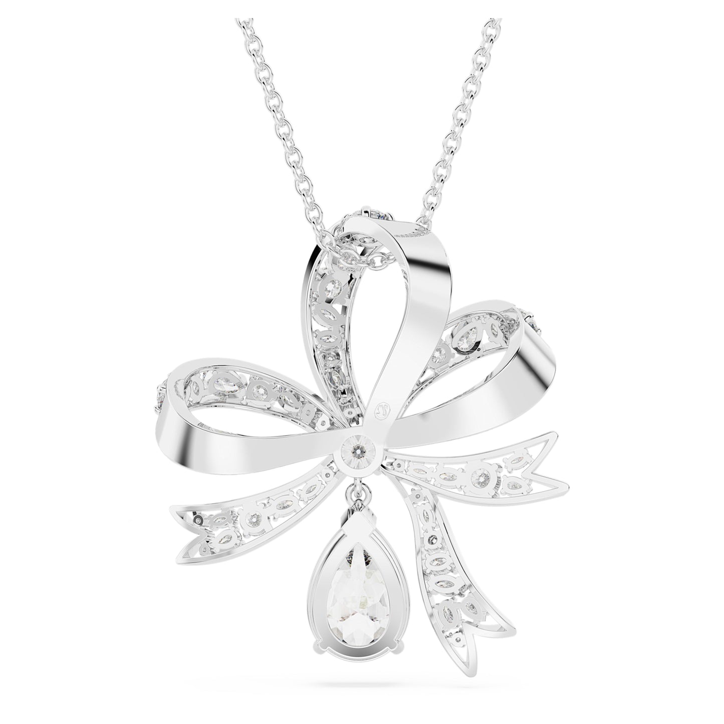 HYPERBOLA PENDANT BOW - WHITE, RHODIUM