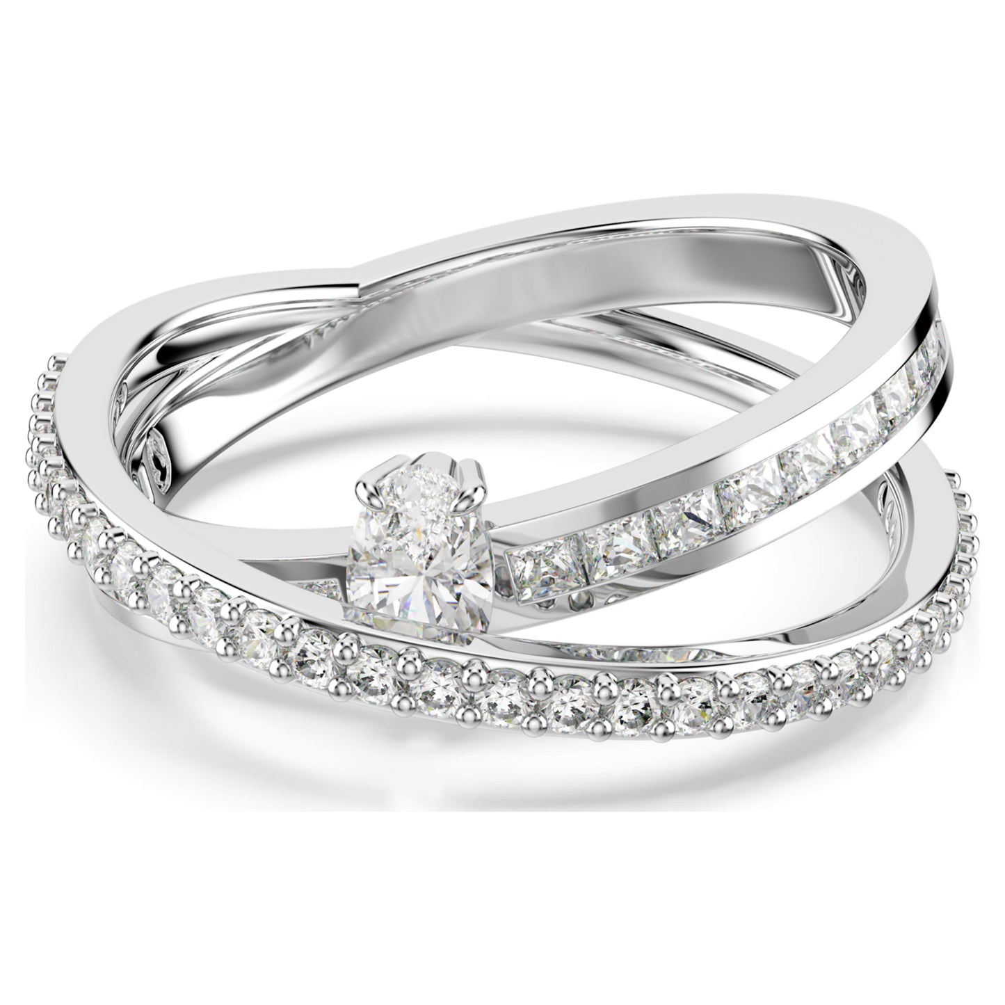 HYPERBOLA RING - WHITE, RHODIUM