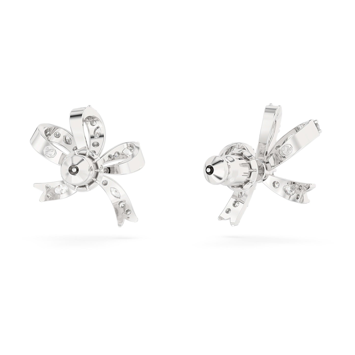 HYPERBOLA STUD EARRINGS BOW - WHITE, RHODIUM