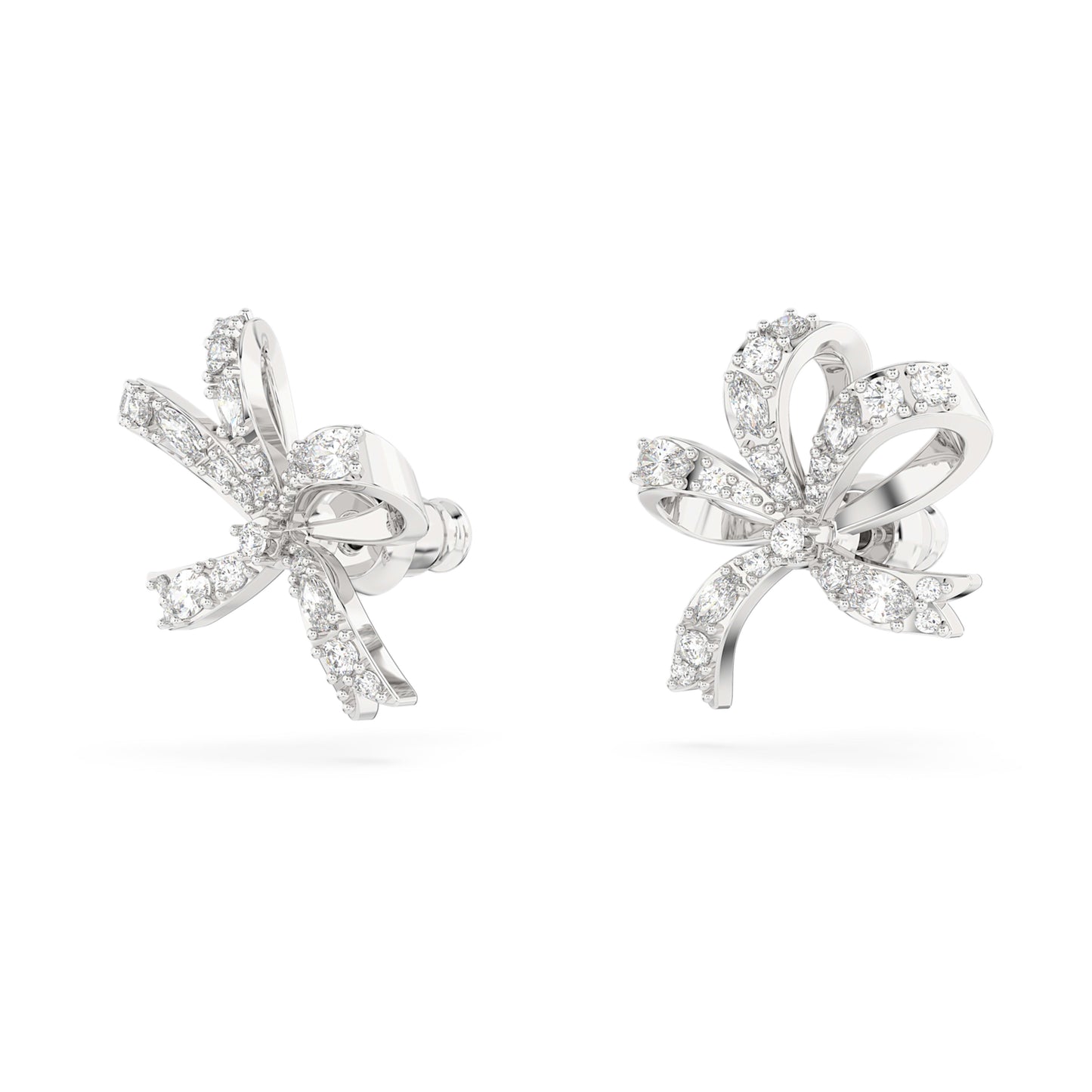 HYPERBOLA STUD EARRINGS BOW - WHITE, RHODIUM