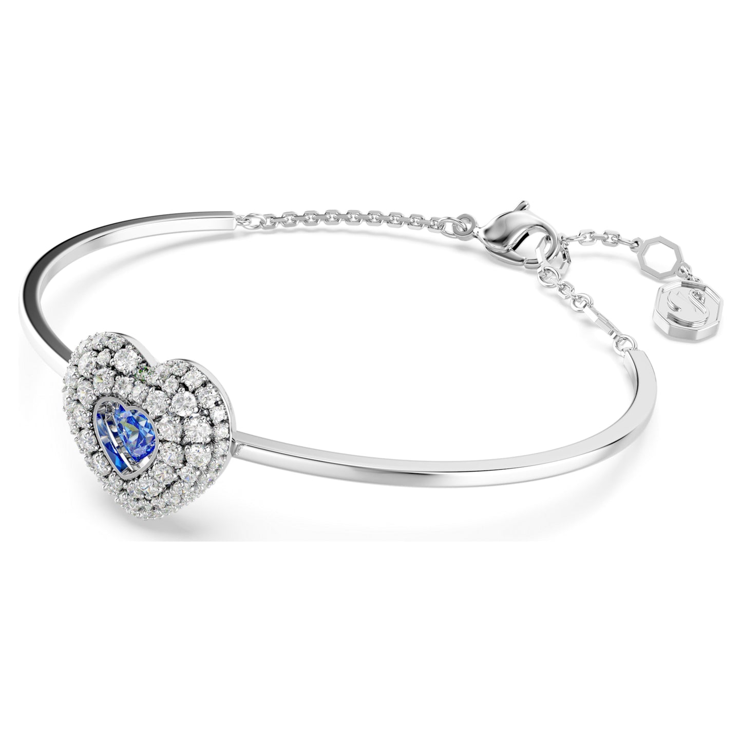 HYPERBOLA BANGLE HEART - BLUE, RHODIUM