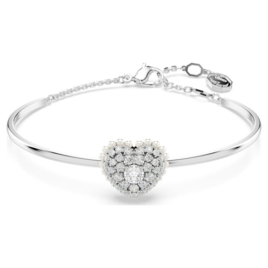 HYPERBOLA BANGLE HEART - WHITE, RHODIUM