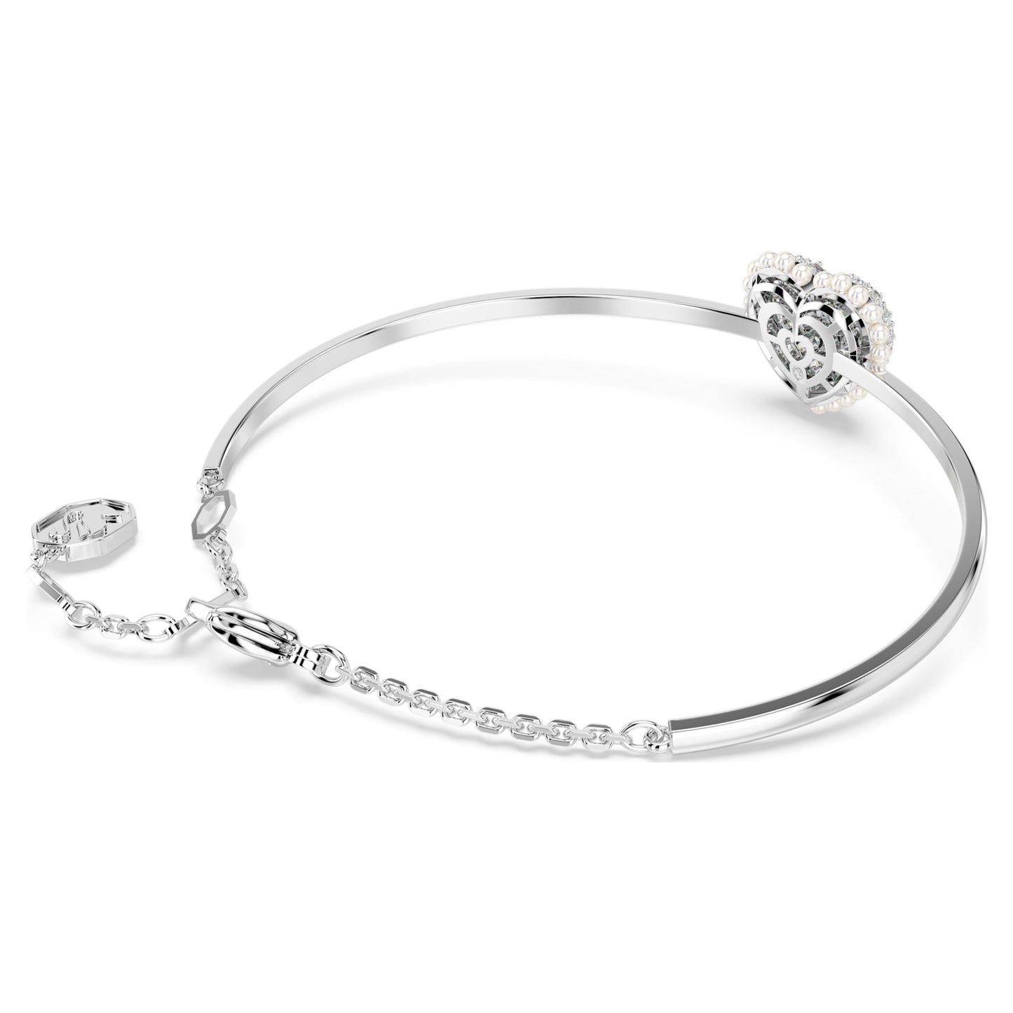 HYPERBOLA BANGLE HEART - WHITE, RHODIUM