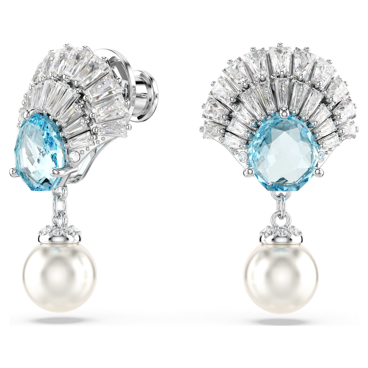 IDYLLIA DROP EARRINGS SHELL - BLUE, RHODIUM