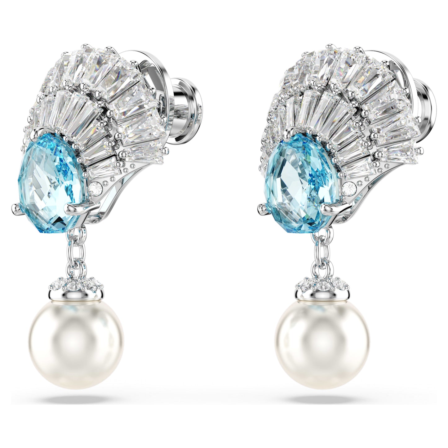 IDYLLIA DROP EARRINGS SHELL - BLUE, RHODIUM