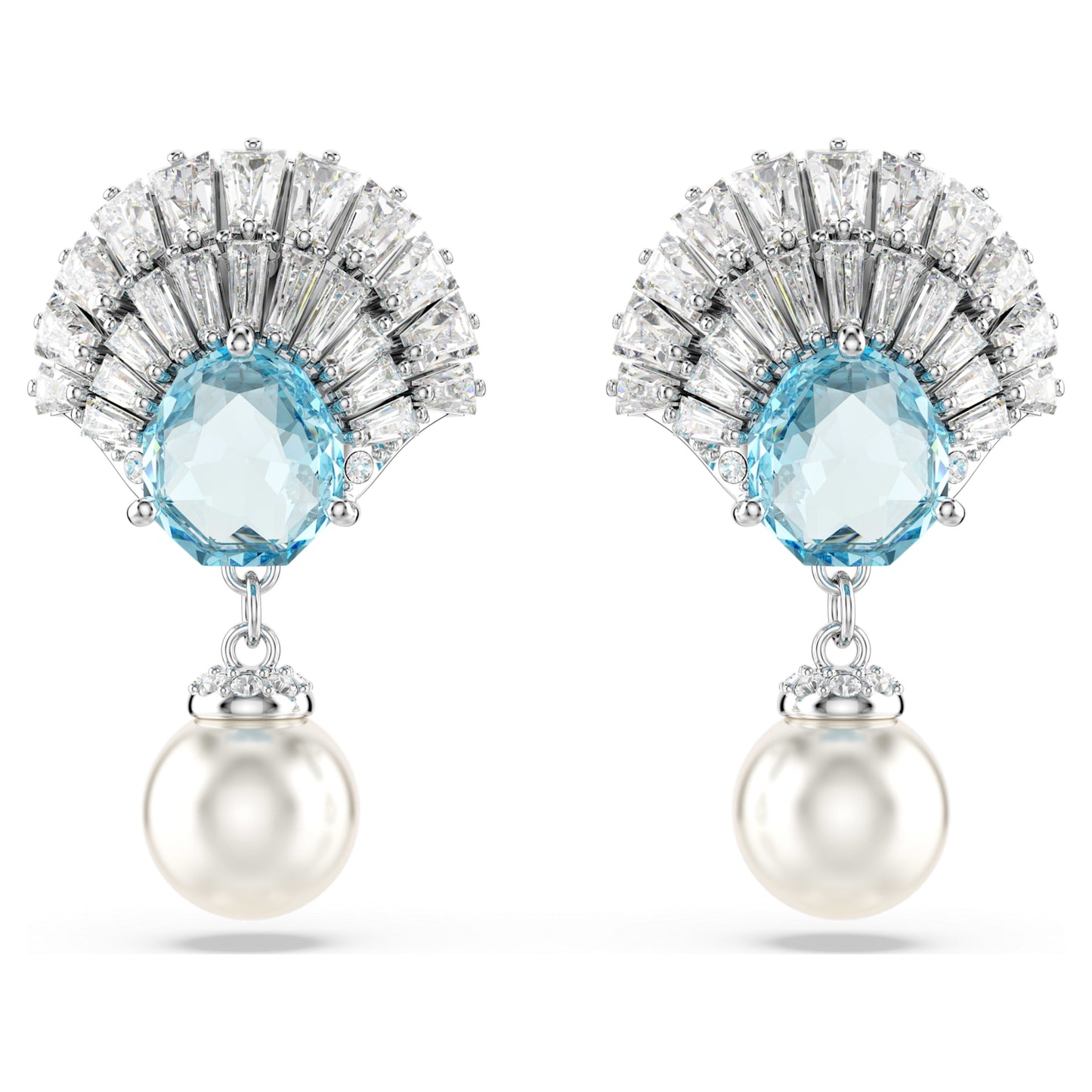 IDYLLIA DROP EARRINGS SHELL - BLUE, RHODIUM