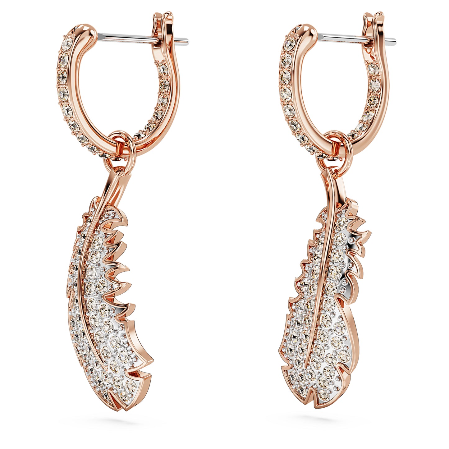 IDYLLIA DROP EARRINGS FEATHER - WHITE, ROSE-GOLD