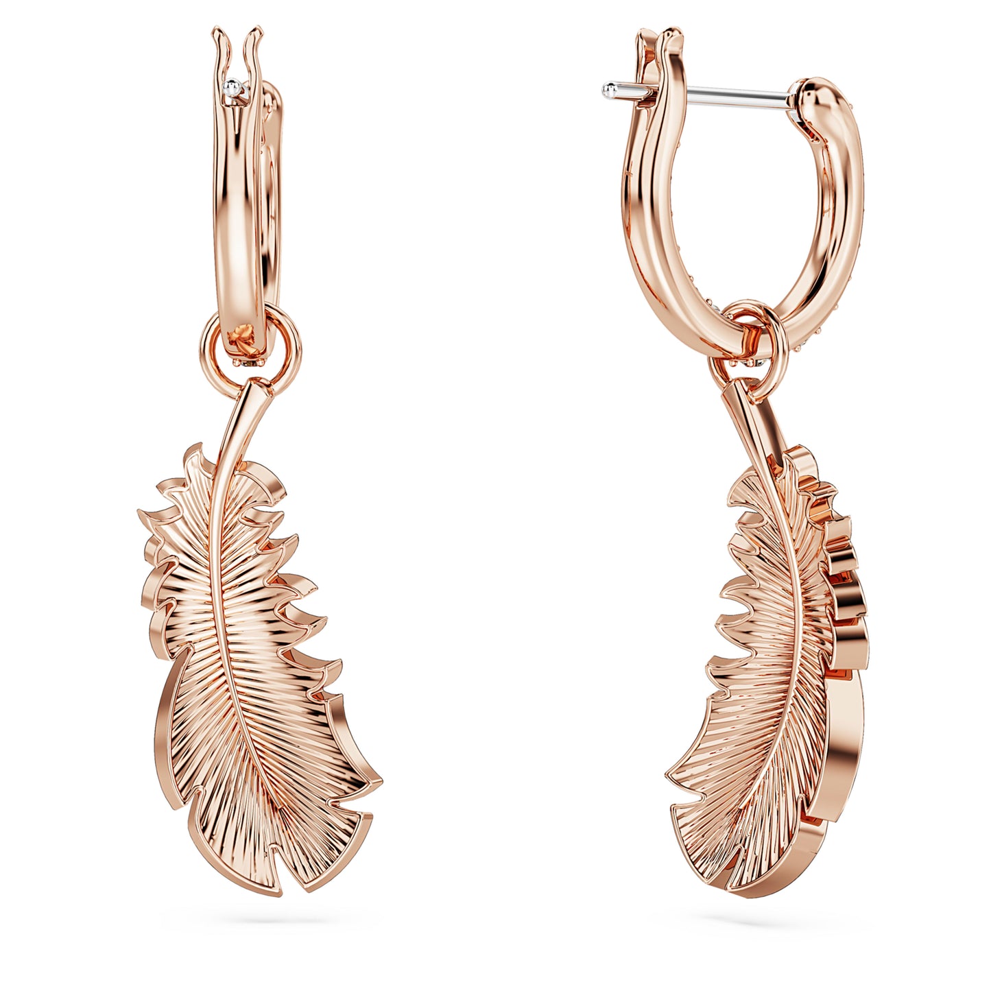 IDYLLIA DROP EARRINGS FEATHER - WHITE, ROSE-GOLD