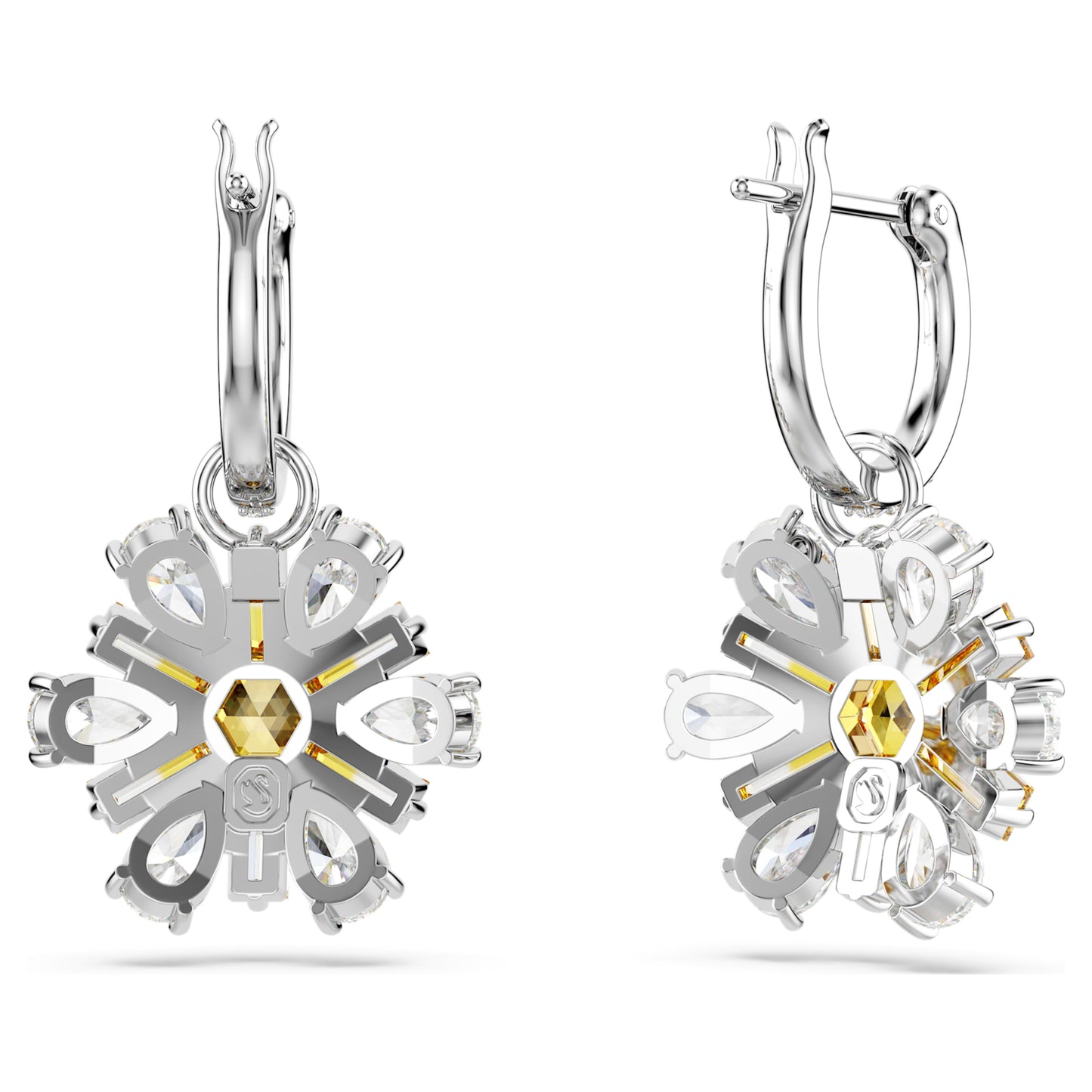 IDYLLIA DROP EARRINGS FLOWER - YELLOW, RHODIUM