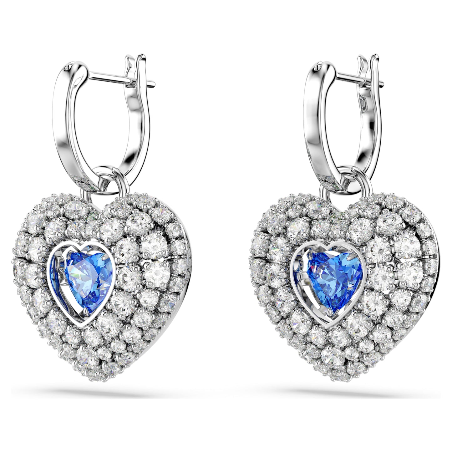 IDYLLIA DROP EARRINGS HEART - BLUE, RHODIUM