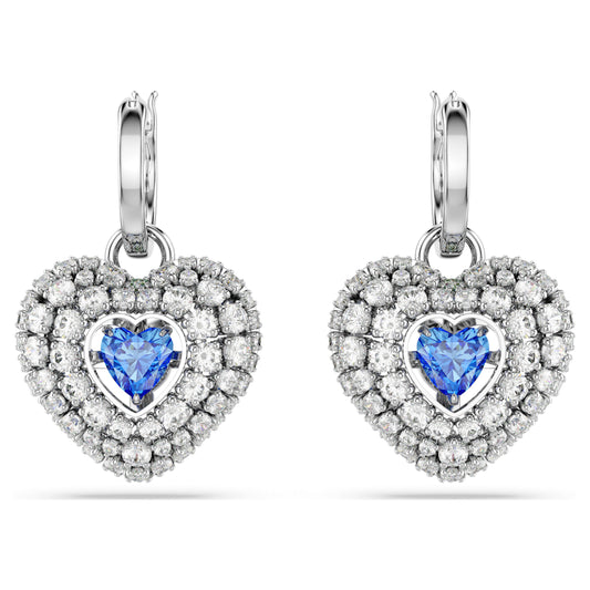 IDYLLIA DROP EARRINGS HEART - BLUE, RHODIUM