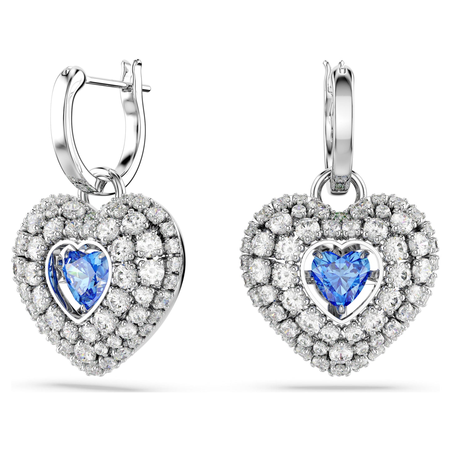 IDYLLIA DROP EARRINGS HEART - BLUE, RHODIUM