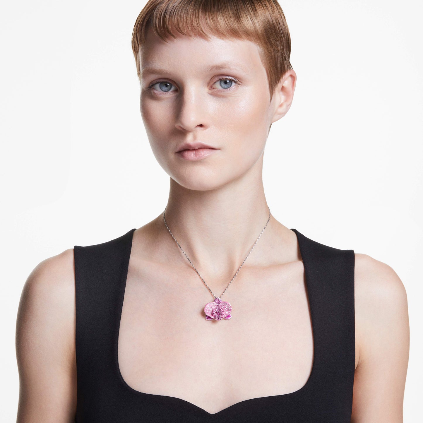 IDYLLIA PENDANT FLOWER - PINK, RHODIUM