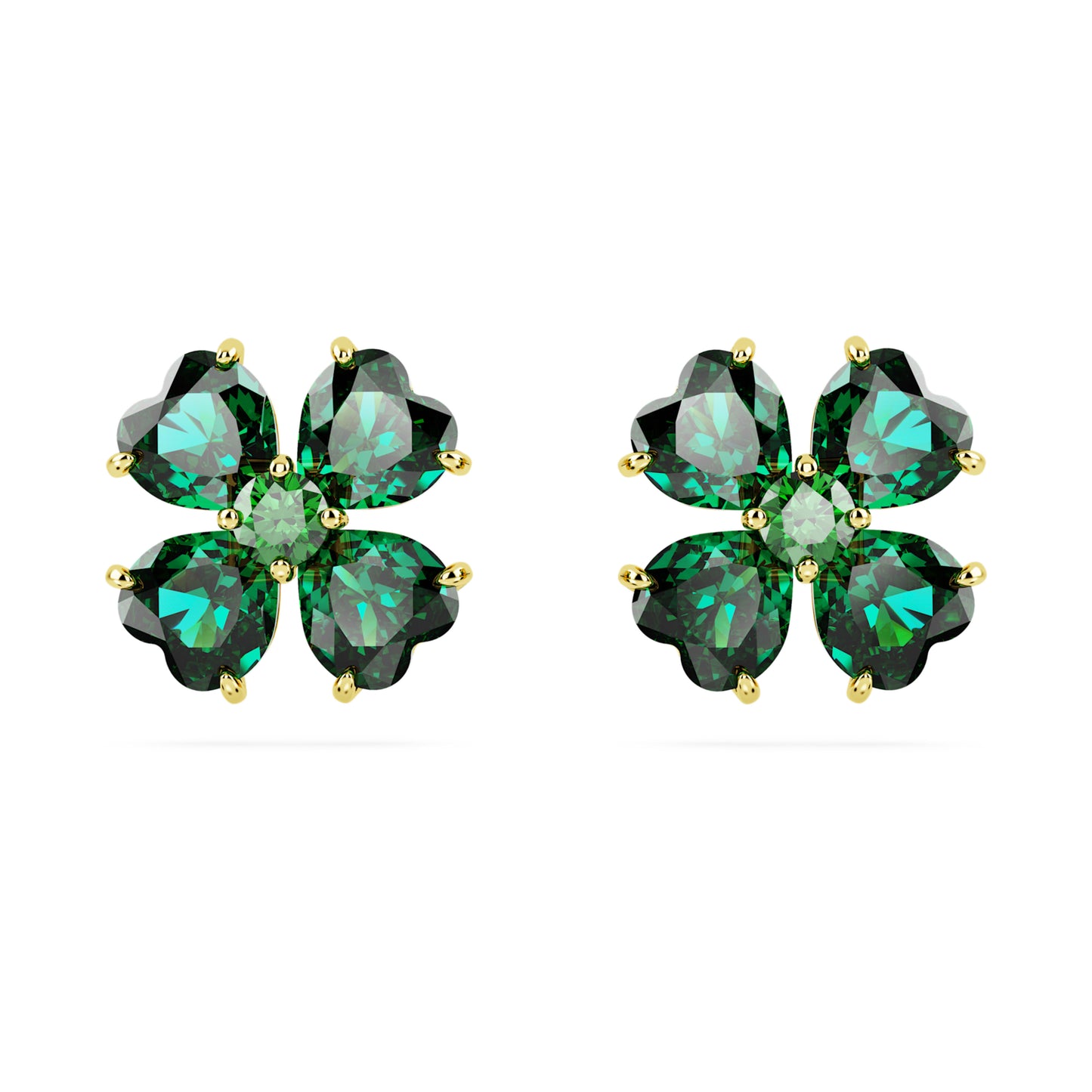 IDYLLIA STUD EARRINGS CLOVER - GREEN, GOLD