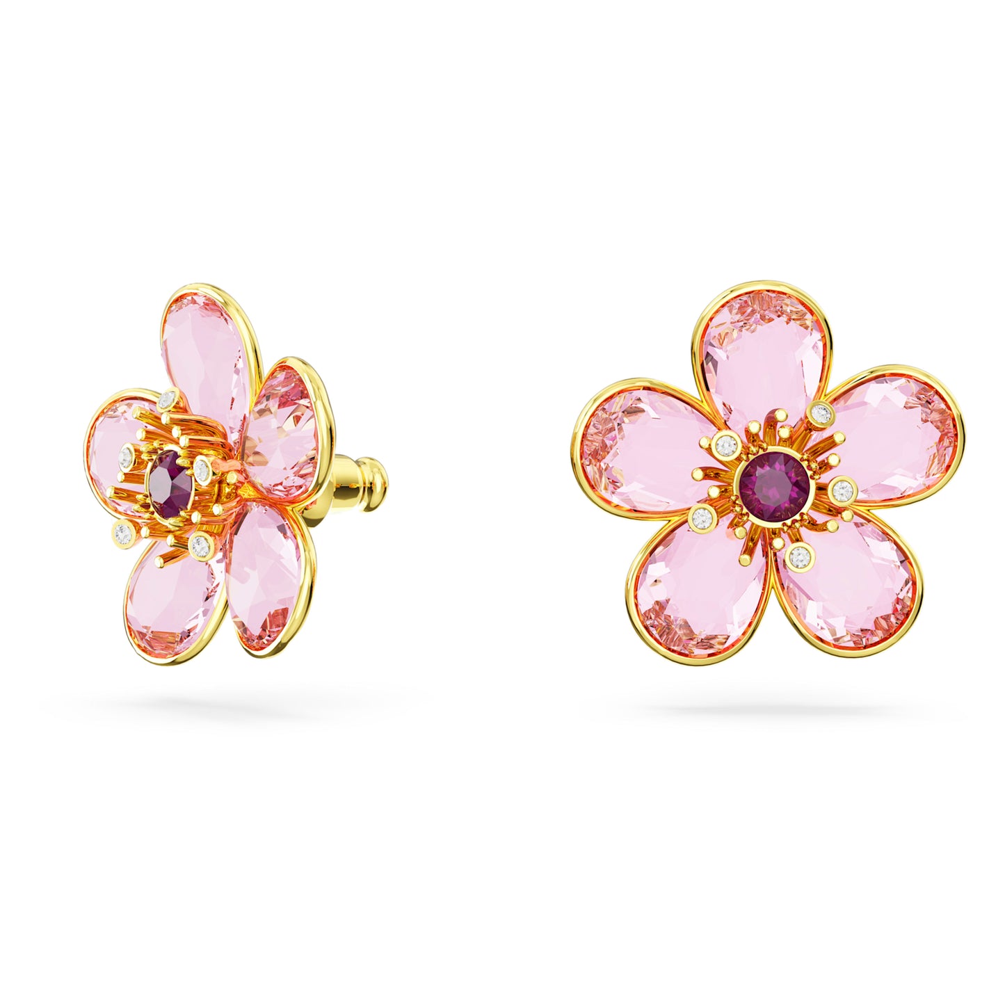 IDYLLIA STUD EARRINGS FLOWER - PINK, GOLD