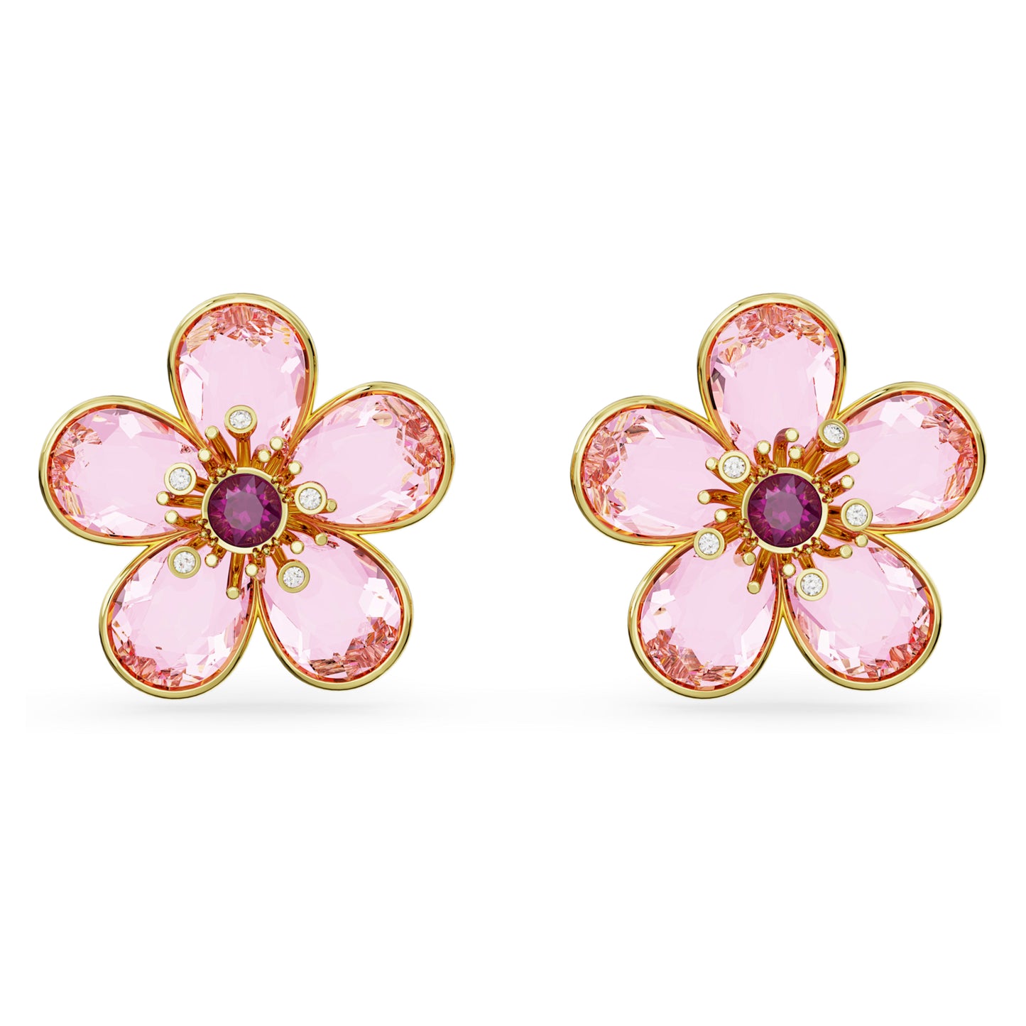 IDYLLIA STUD EARRINGS FLOWER - PINK, GOLD