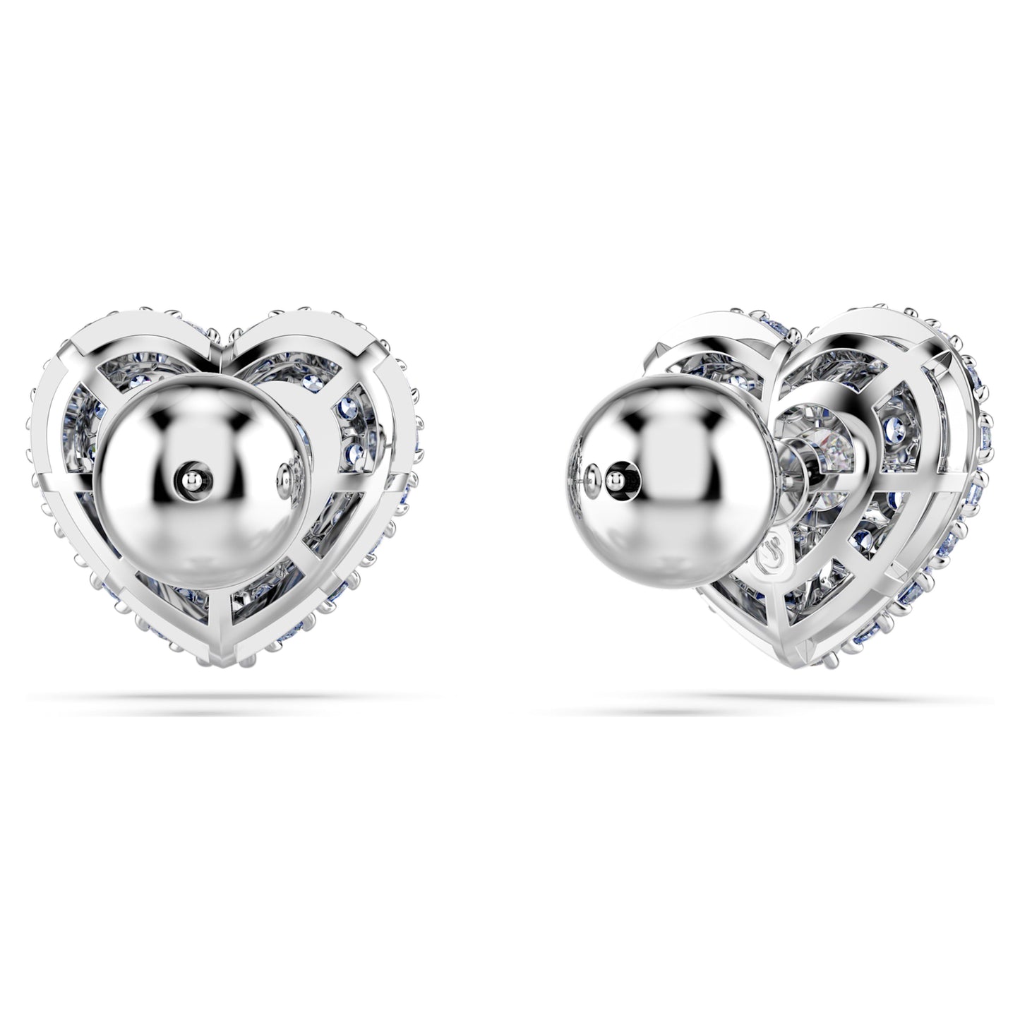 IDYLLIA STUD EARRINGS HEART - BLUE, RHODIUM