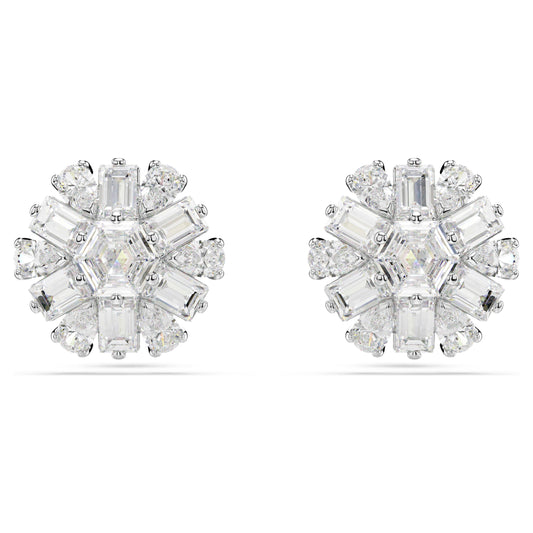 IDYLLIA STUD EARRINGS SNOWFLAKE - WHITE, RHODIUM