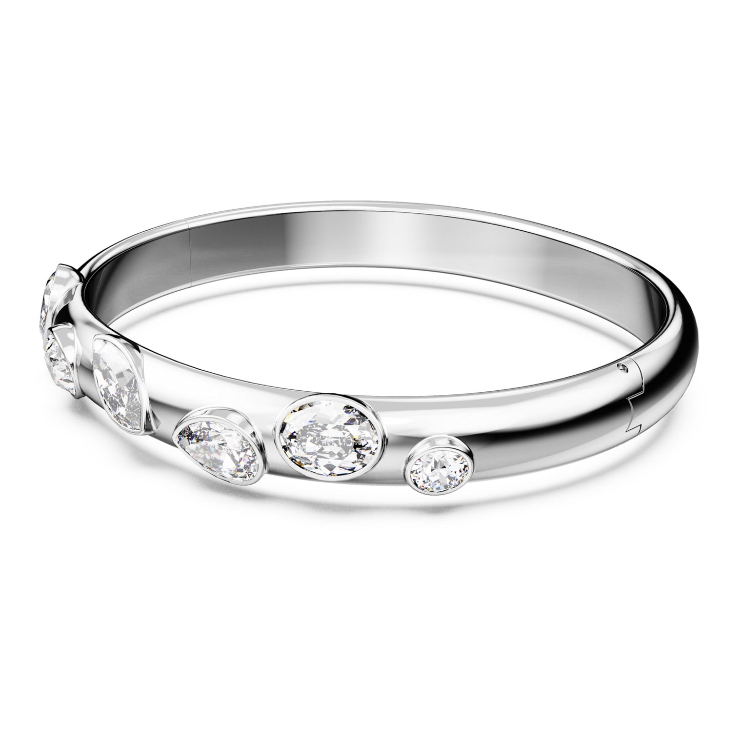 IMBER BANGLE - WHITE, RHODIUM