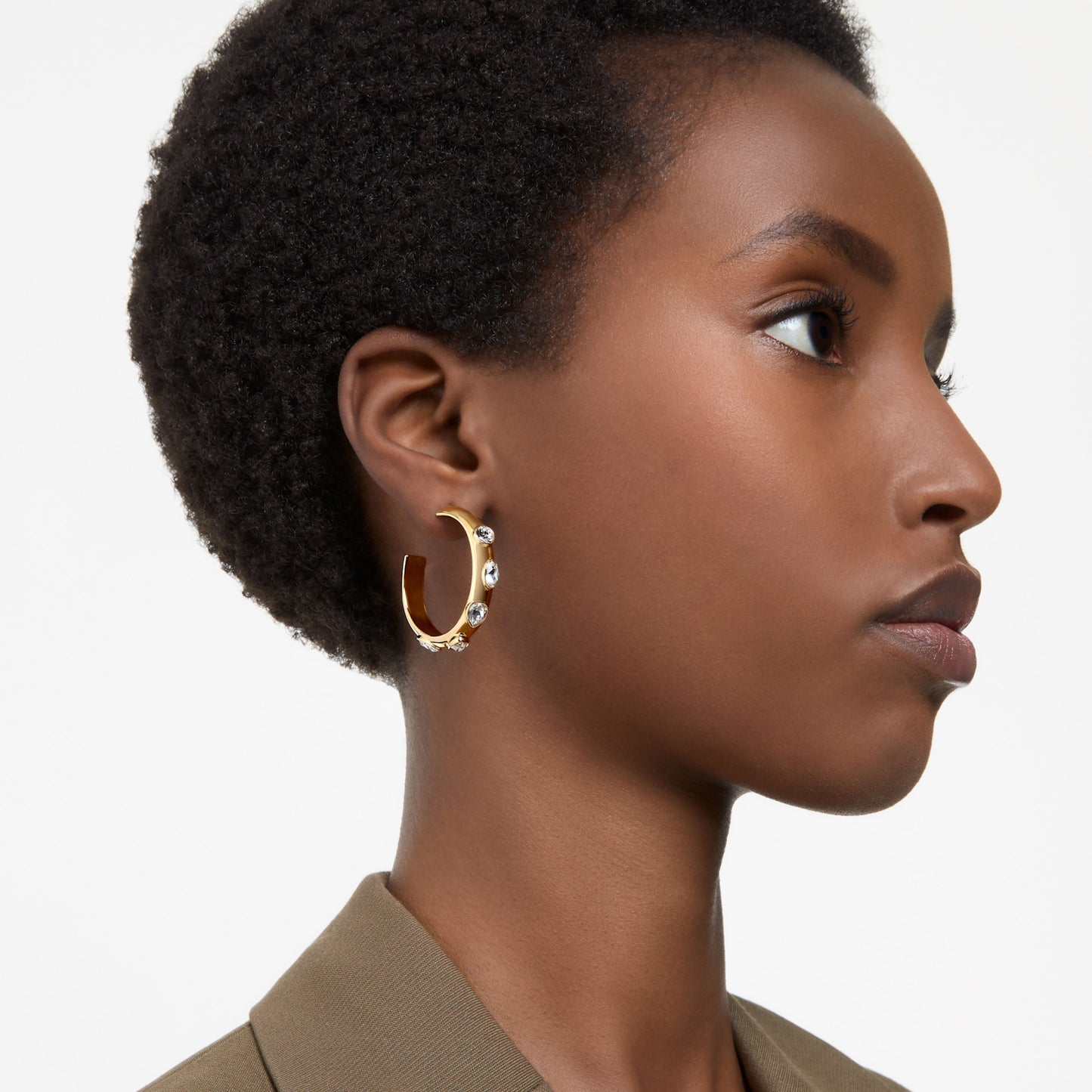 IMBER HOOP EARRINGS - WHITE, GOLD