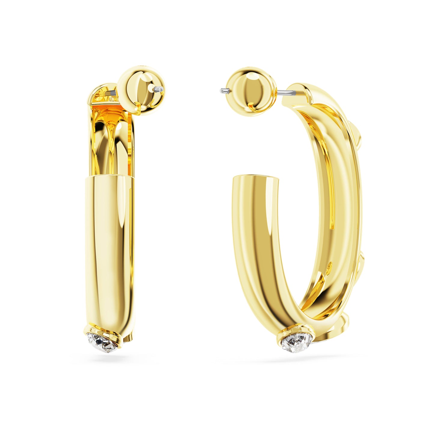 IMBER HOOP EARRINGS - WHITE, GOLD