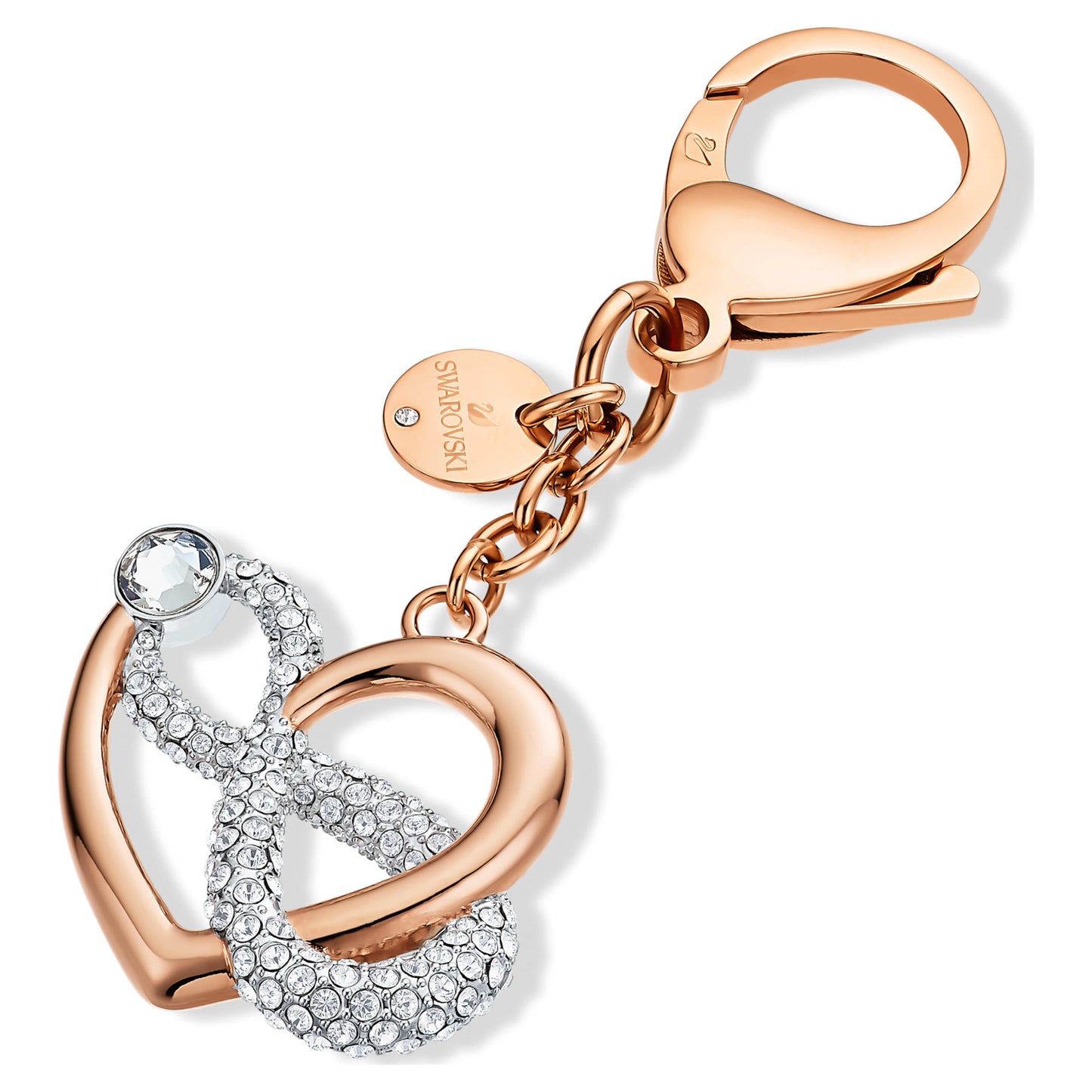 INFINITY BAG CHARM INFINITY & HEART - WHITE, MIXED-METAL